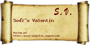 Soós Valentin névjegykártya